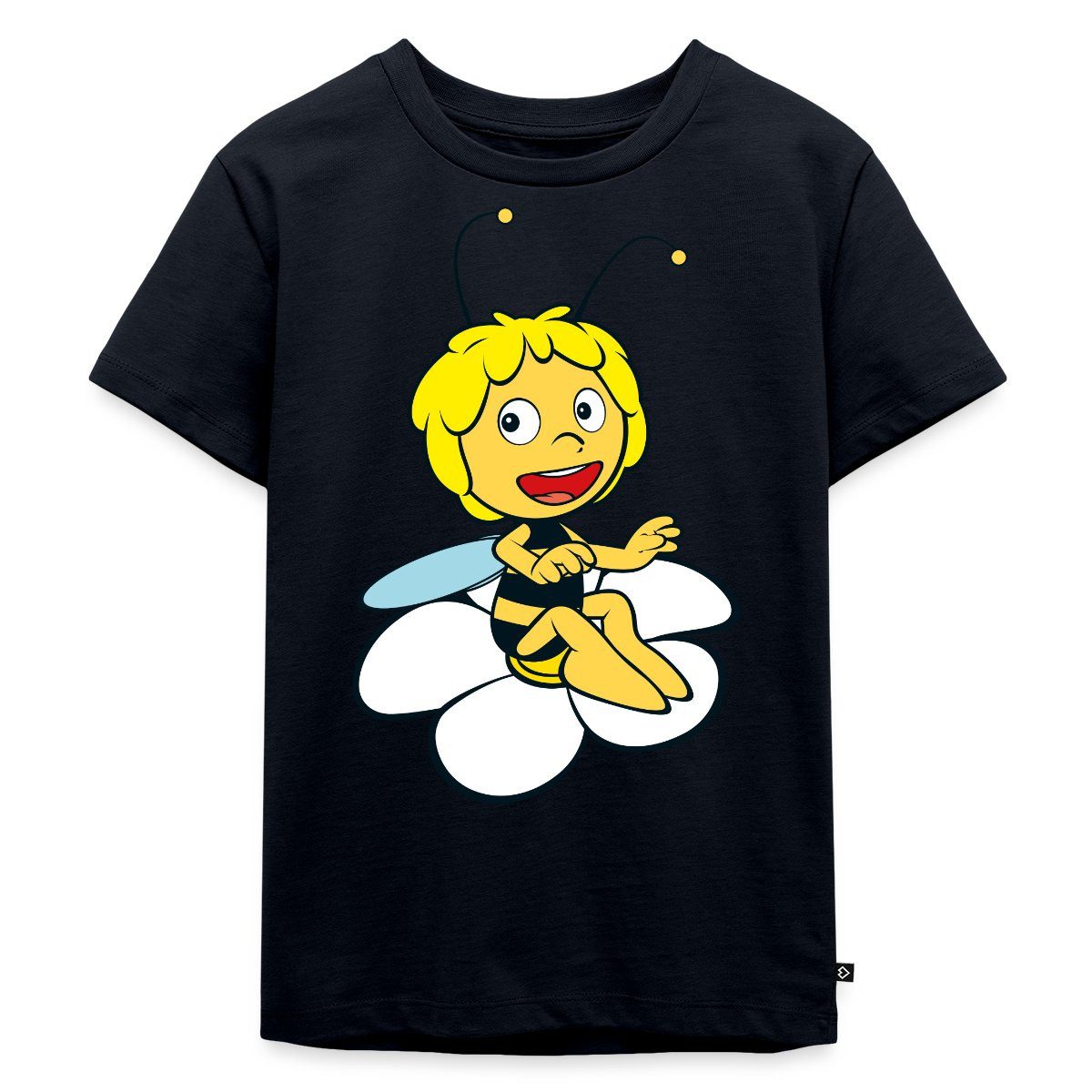 Spreadshirt T-Shirt Biene Maja Sitzt auf Blume Kinder Premium T-Shirt (1-tlg)