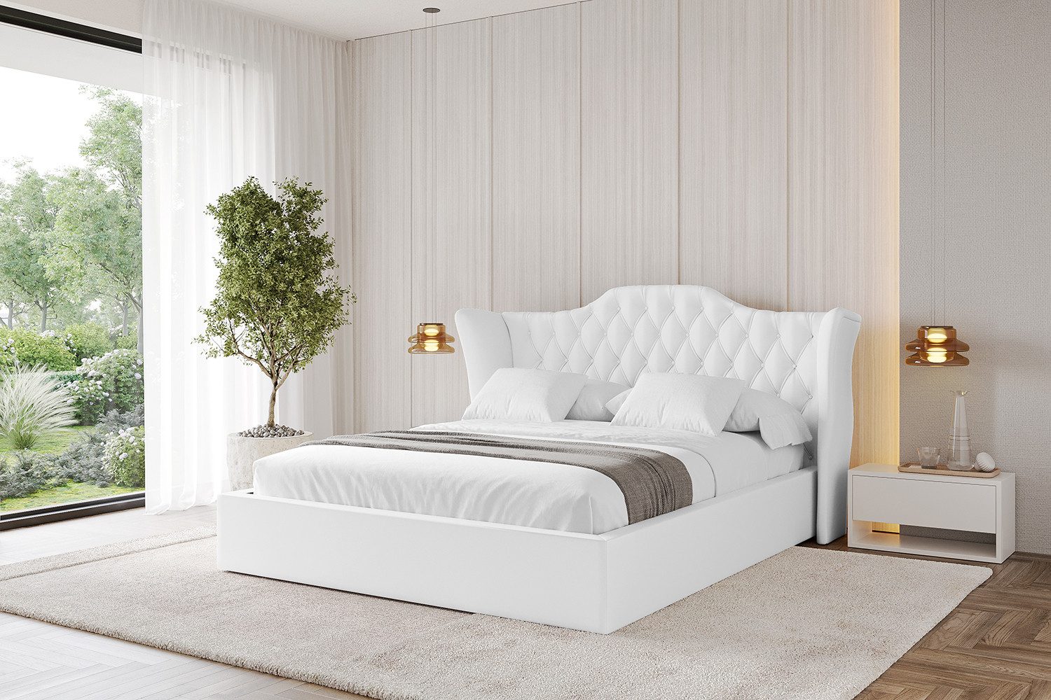 ALTDECOR Polsterbett ZORAN (Polsterbett mit Bettkasten und Lattenrost, Boxbett ohne Matratze), Doppelbett mit Stauraum, Bett mit Kopfteil