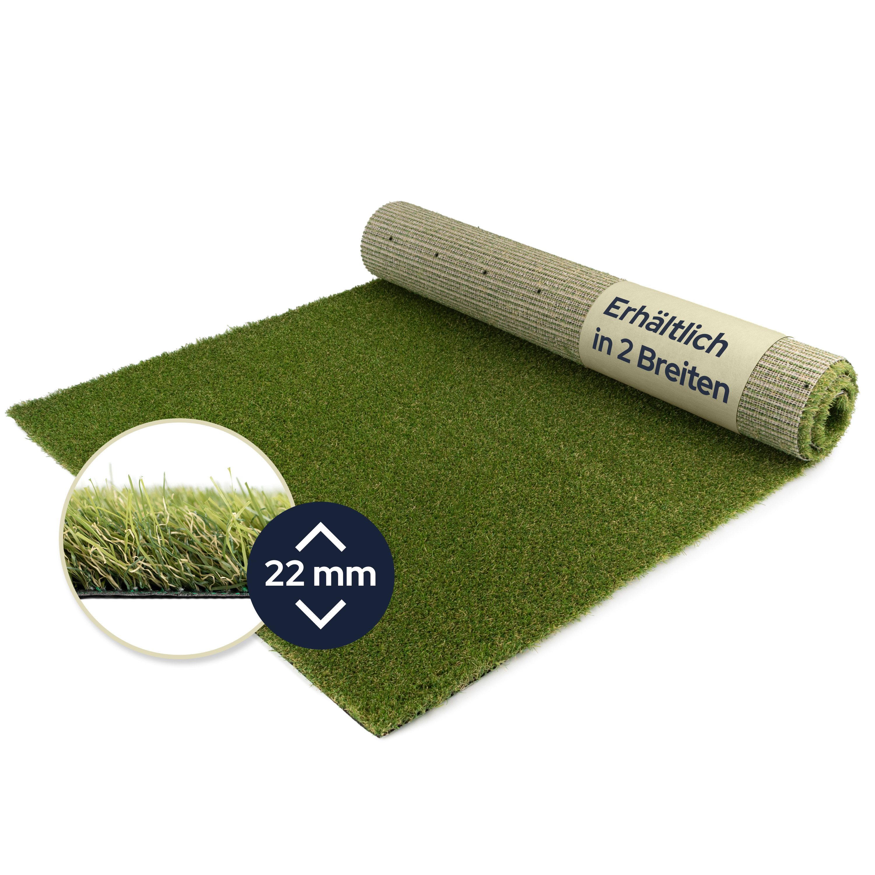 Primaflor-Ideen in Textil Для искусственного газона Для искусственного газона MIAMI, rechteckig, Höhe: 22 mm, natürliche Optik, wasserdurchlässig, für Balkon, Terrasse & Garten