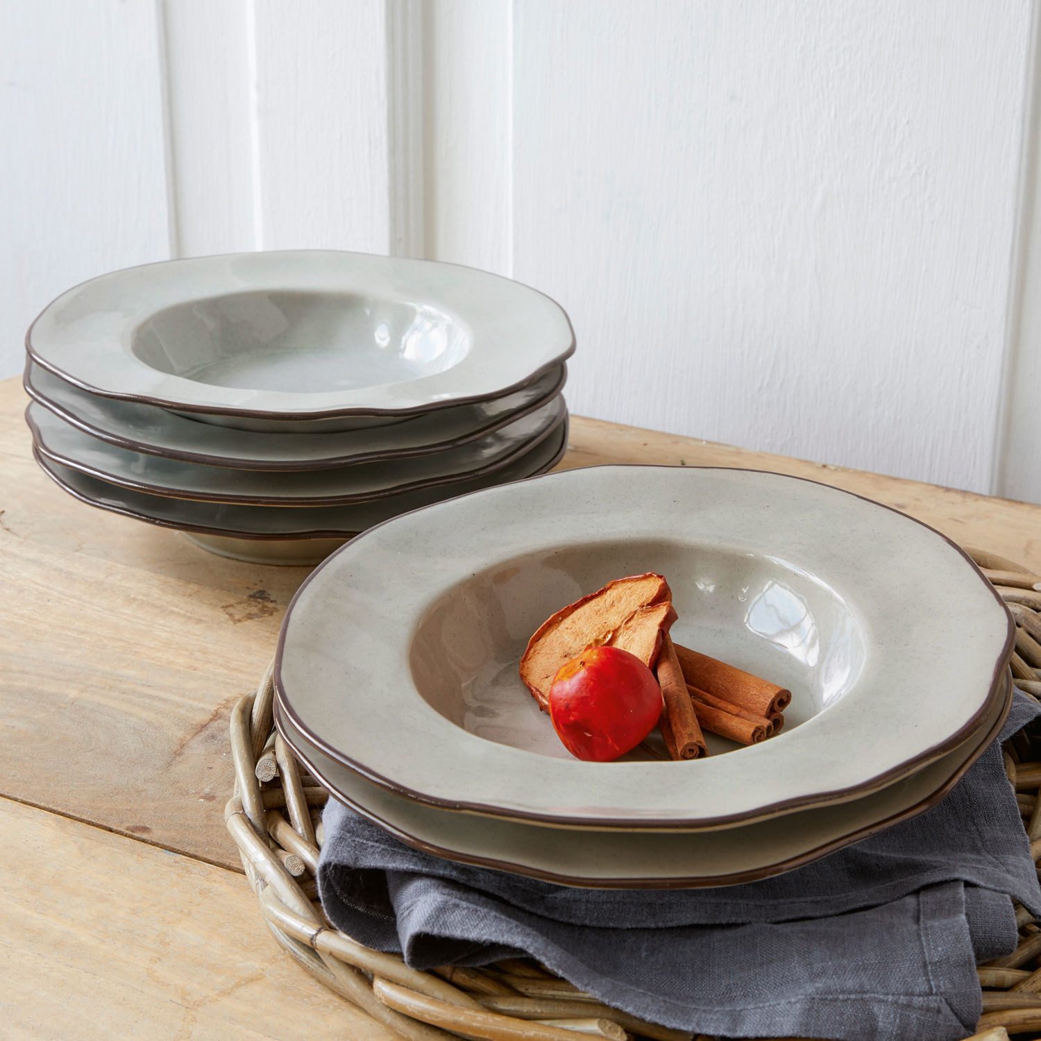 Mirabeau Geschirr-Set Suppenteller 6er Set Biarré grau, Steinzeug