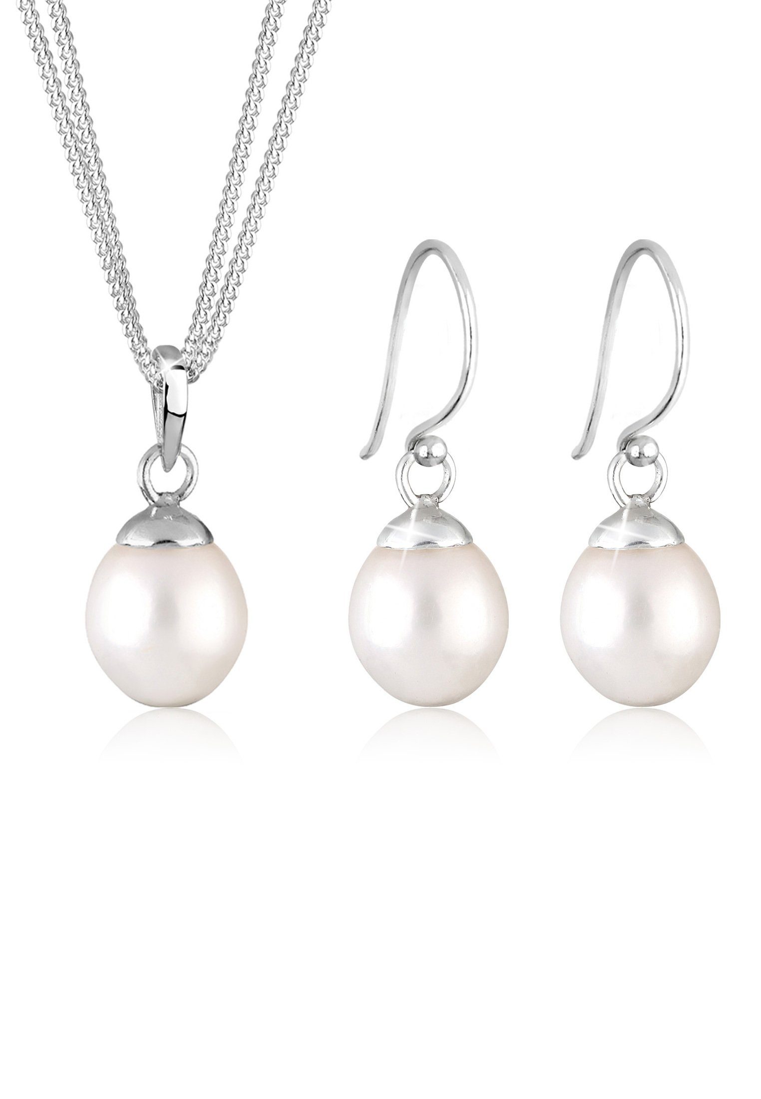 Elli Premium Schmuckset Mit Süßwasserzuchtperlen Tropfen 925 Silber