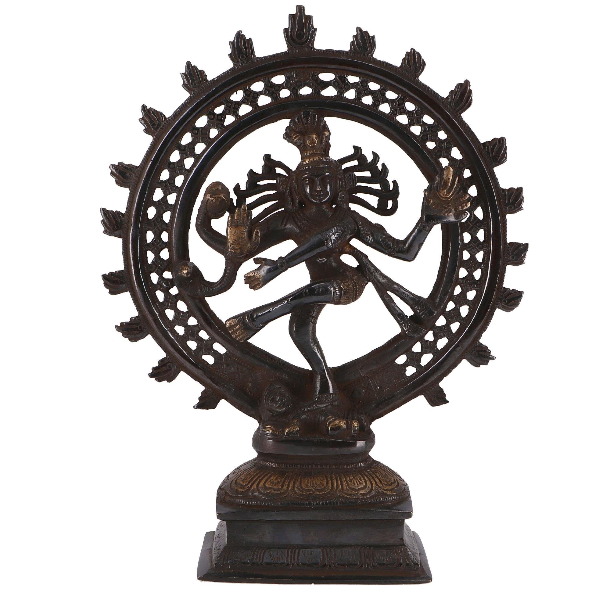 Guru-Shop Dekofigur Messingfigur, Statue Shiva im Feuerkranz 29 cm..