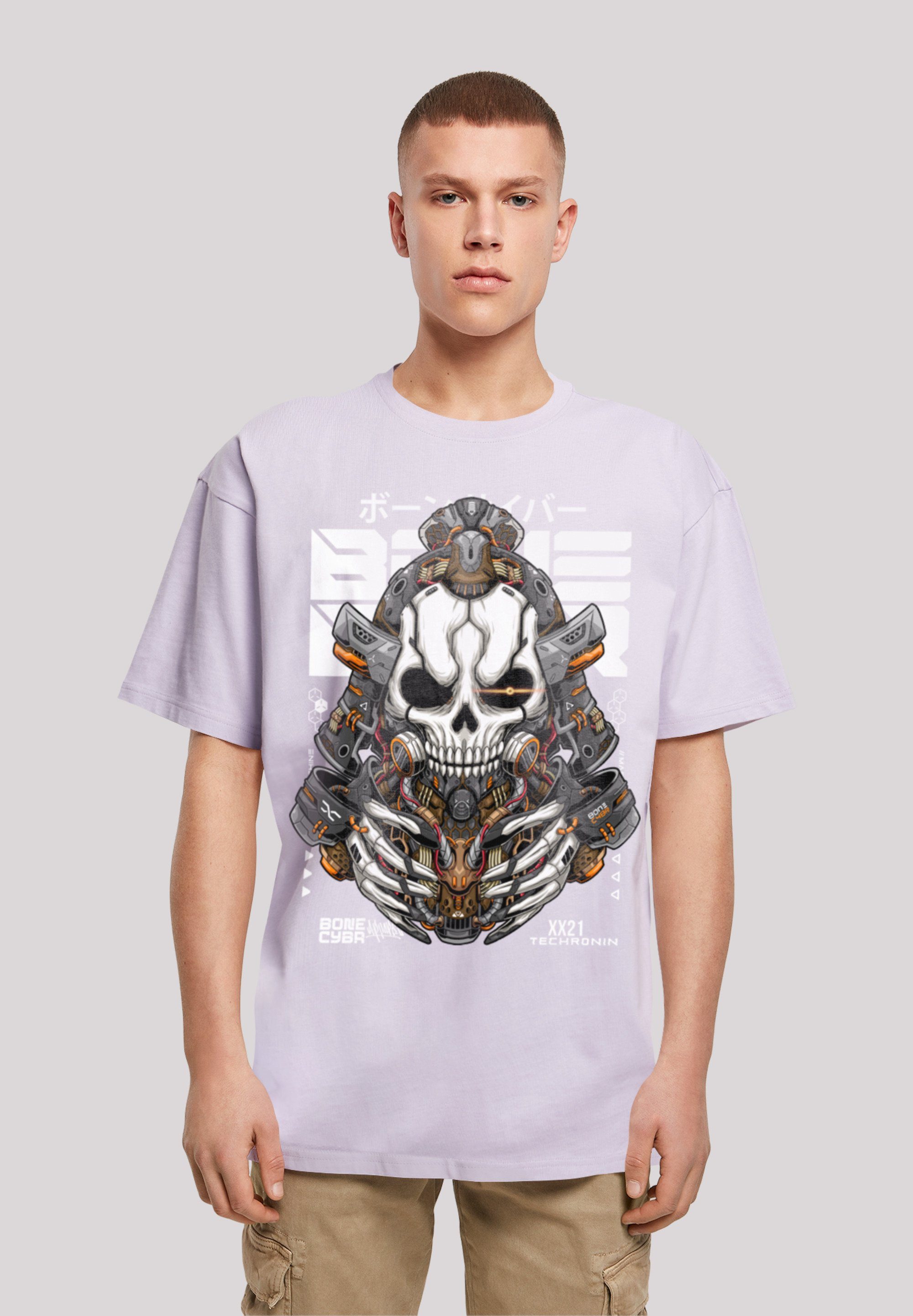 F4NT4STIC T-Shirt Bone Cyber Techronin CYBERPUNK STYLES Print lilac