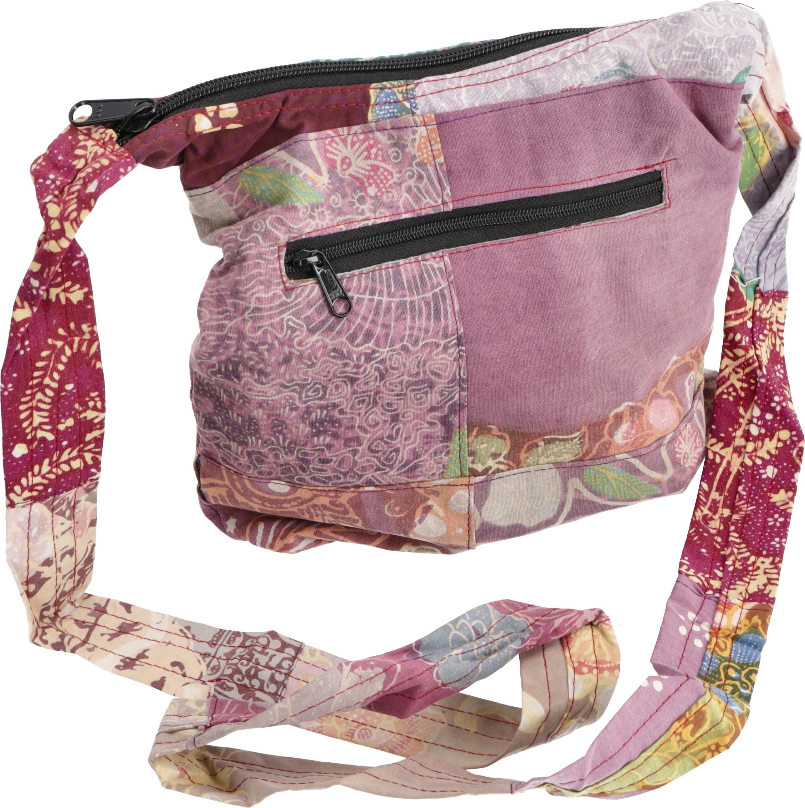 Guru-Shop Schultertasche Boho Schultertasche, Patchwork Tasche - pink/rot
