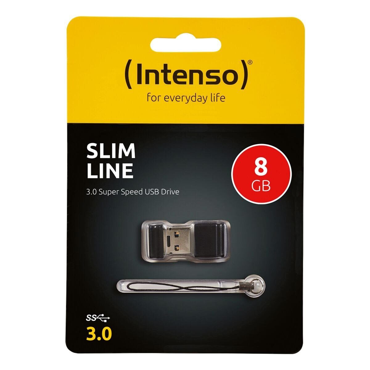 Intenso Slim Line USB-Stick (Lesegeschwindigkeit 100 MB/s, mit Kappe und abnehmbarem Schlüsselband)