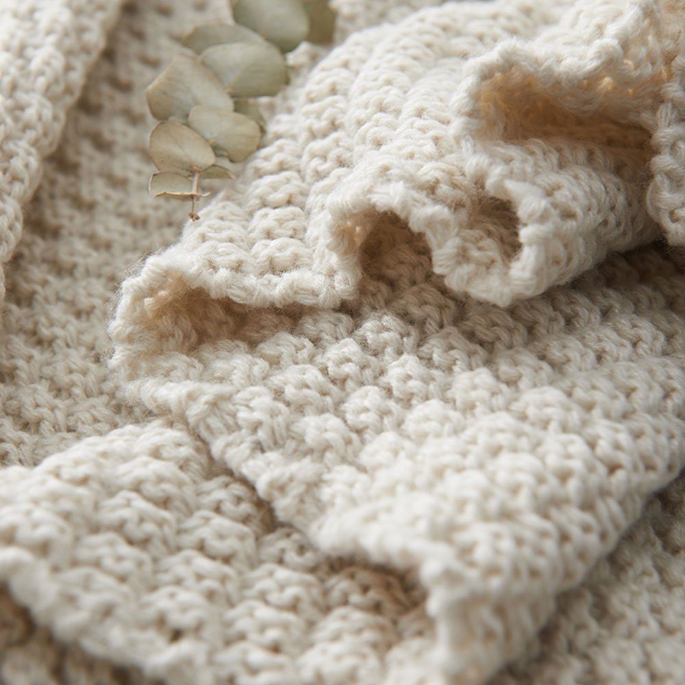 Rosnek Tagesdecke Vintage Quasten, gestrickt, warm weich, für Sofa Baby Decke, 110x150/137x170cm, Warm Weich – Bild 5 von 5