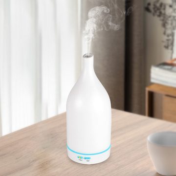 Hyrican Luftbefeuchter Aroma Ultraschall Luftbefeuchter/Diffuser mit Keramikabdeckung, 0,1 l Wassertank, 100 ml antibakterieller Wassertank, 7 Farben-LED-Beleuchtung, weiß