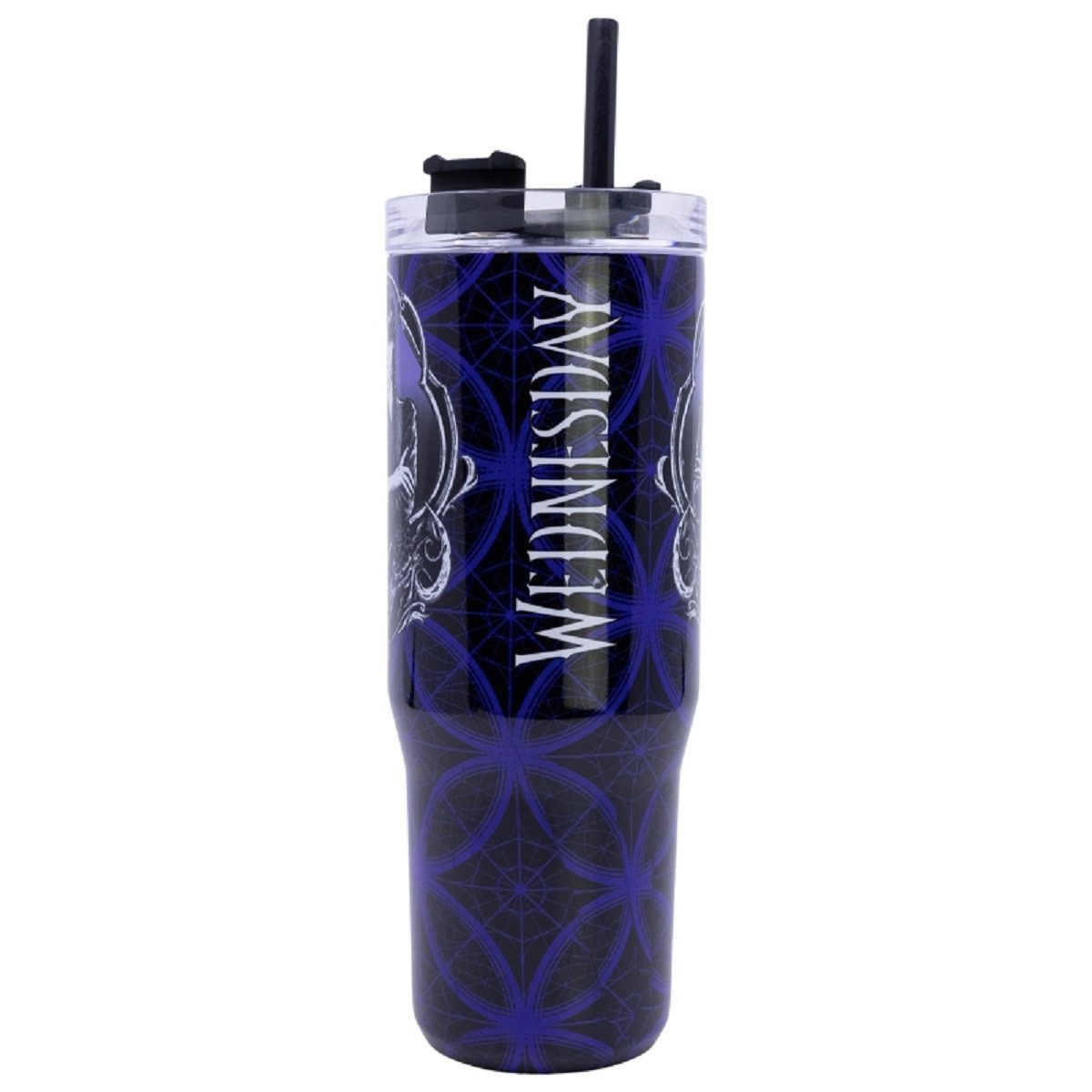 Wednesday Trinkflasche für unterwegs – 940 ml, mit Strohhalm, Edelstahl
