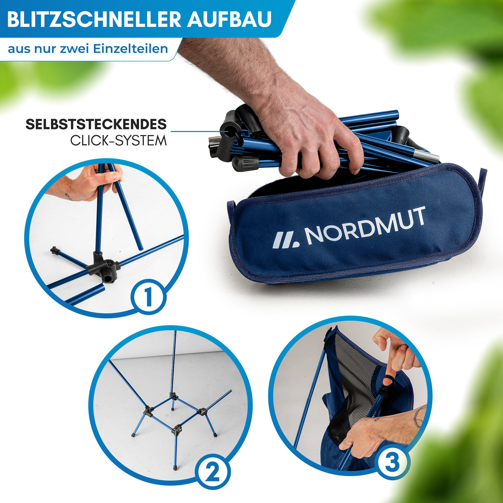 Nordmut Campingstuhl faltbar ultraleicht, klappbar leicht, Camping Outdoor, Angeln (Spar-Set, 1 St), kleines Packmaß, 140 kg belastbar, Aluminium, bequem, Trekk – Bild 5 von 5