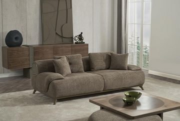 JVmoebel Wohnzimmer-Set Braune Wohnzimmer Polstergarnitur Stilvoller Dreisitzer Textil Sessel, (2-St., 3-Sitzer Sofa/Sessel), Made in Europa