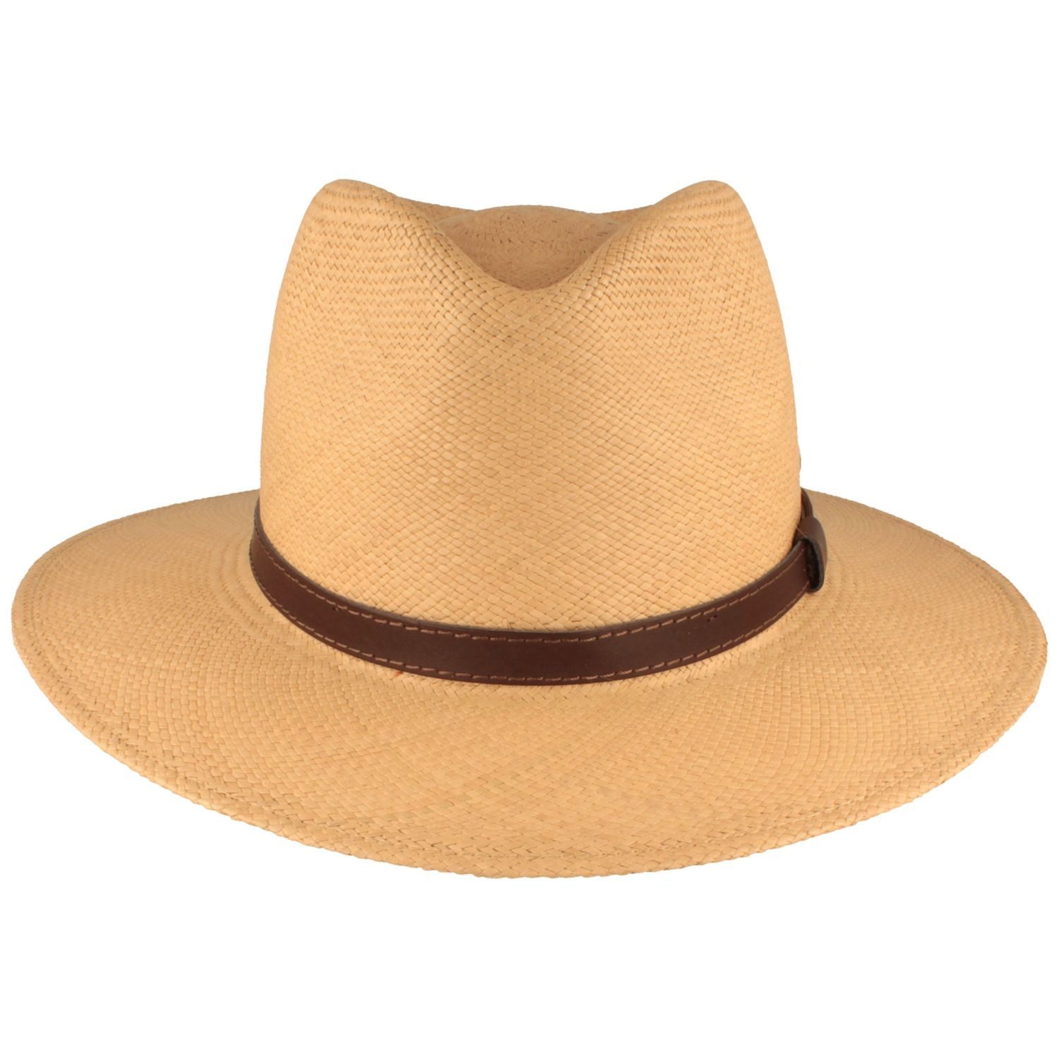 Breiter Strohhut Extra breiter Panama mit schicker Leder-Garnitur