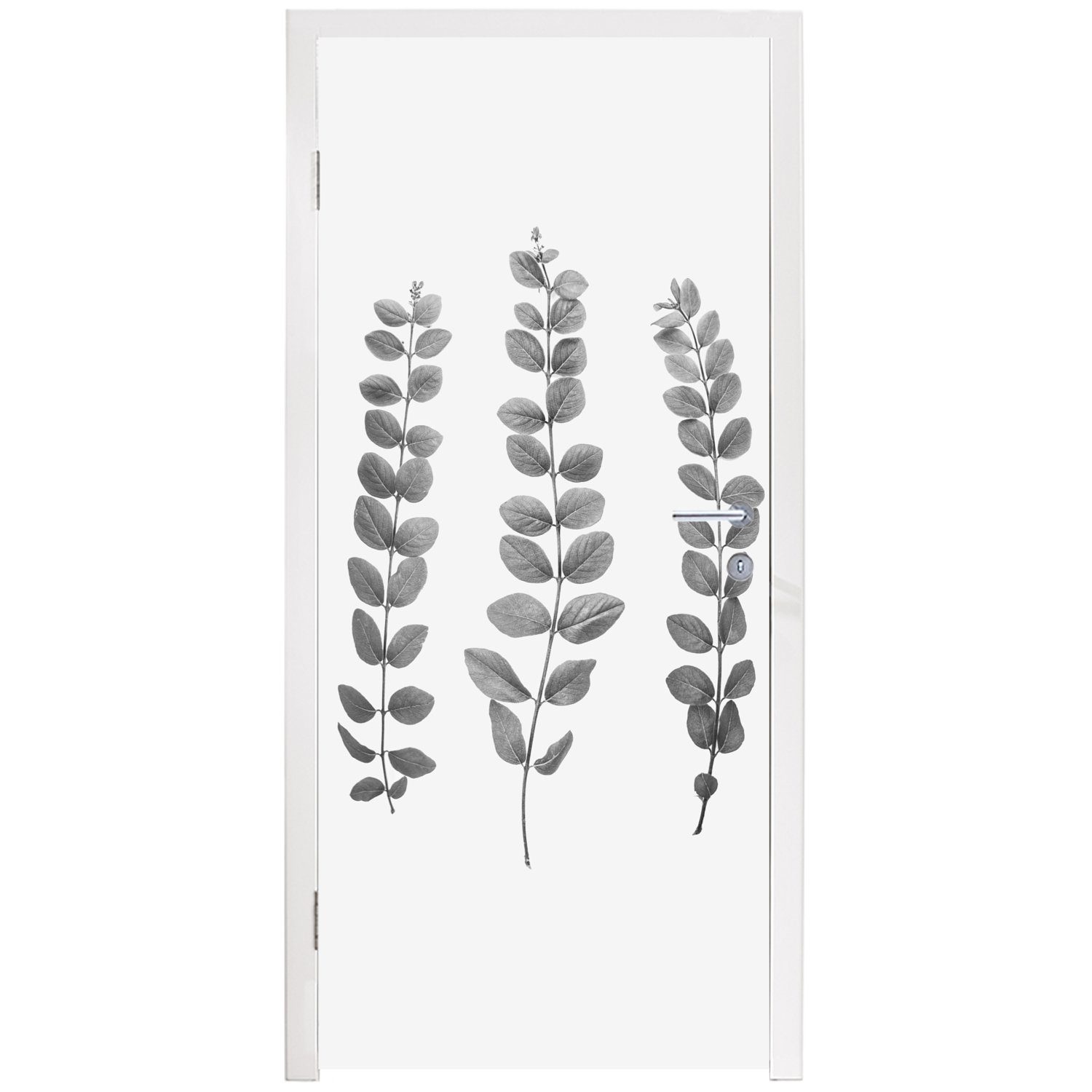 Fototapete Türaufkleber, (1 bedruckt, MuchoWow St), Weiß, Matt, - - Tür, 75x205 Türtapete Pflanzen für Natur cm Blätter -