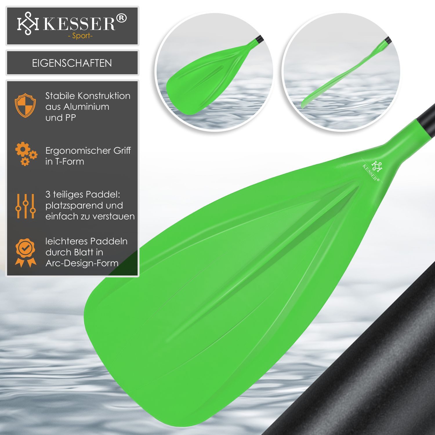 KESSER SUP-Paddel, Paddle 3-teilig für Kayak SUP Stand-Up Paddling Board