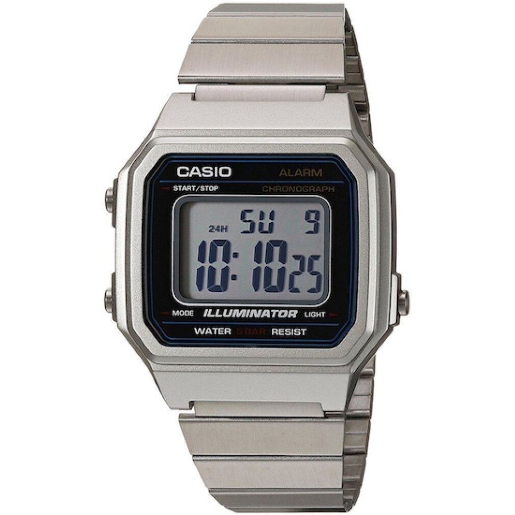 CASIO Luxusuhr Unisex Erwachsene Digital Quarz Uhr mit Edelstahl Armband