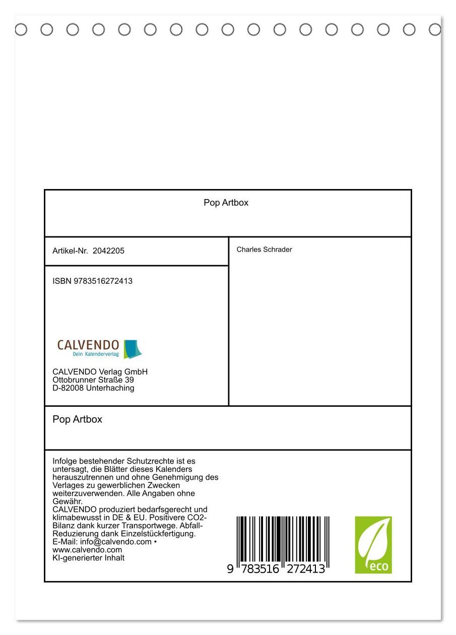 CALVENDO Wandkalender Pop Artbox (Tischkalender 2026 DIN A5 hoch), CALVENDO Monatskalender
