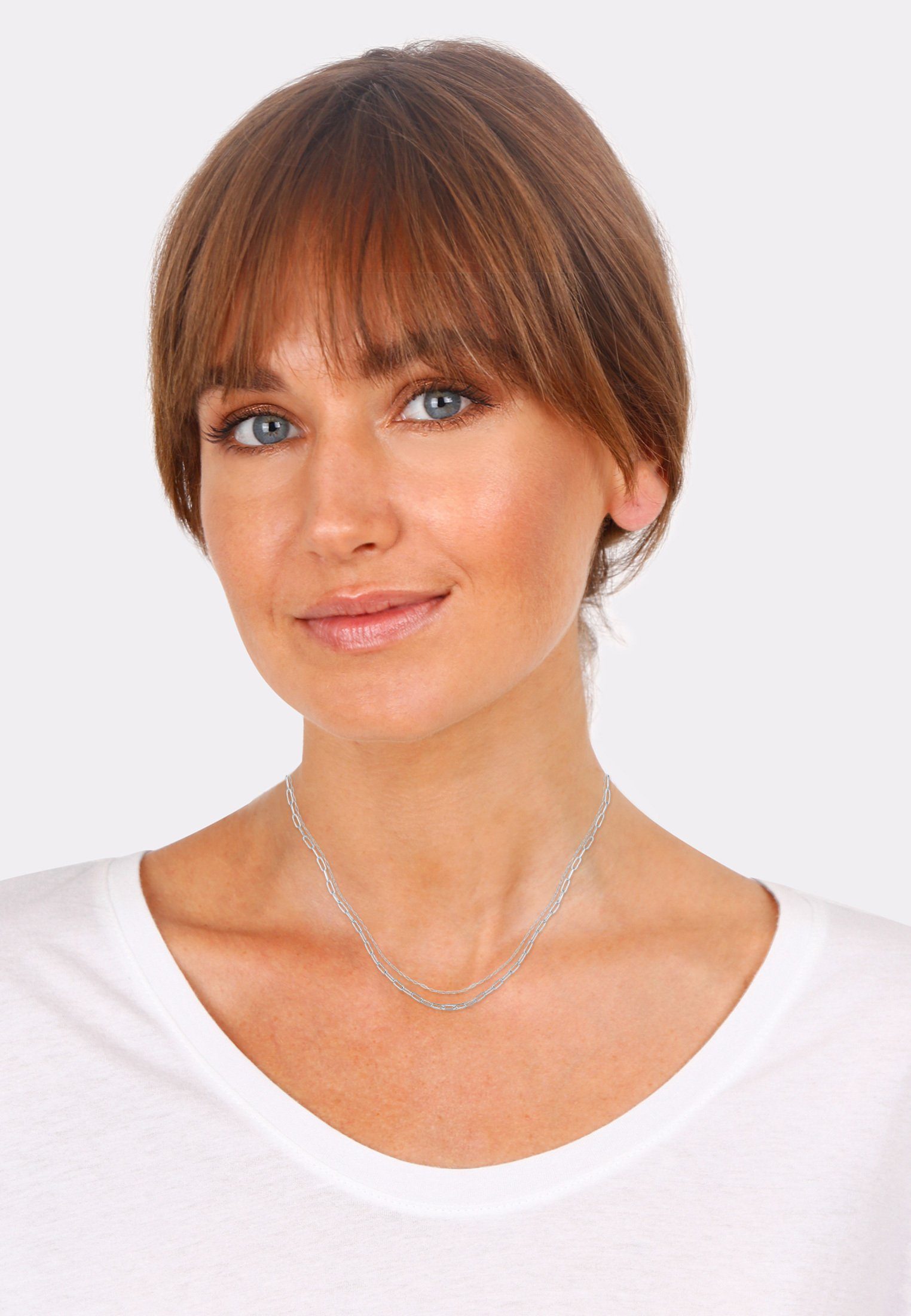 Elli Gliederkette Layer Glieder Oval Basic Chunky Chain 925 Silber