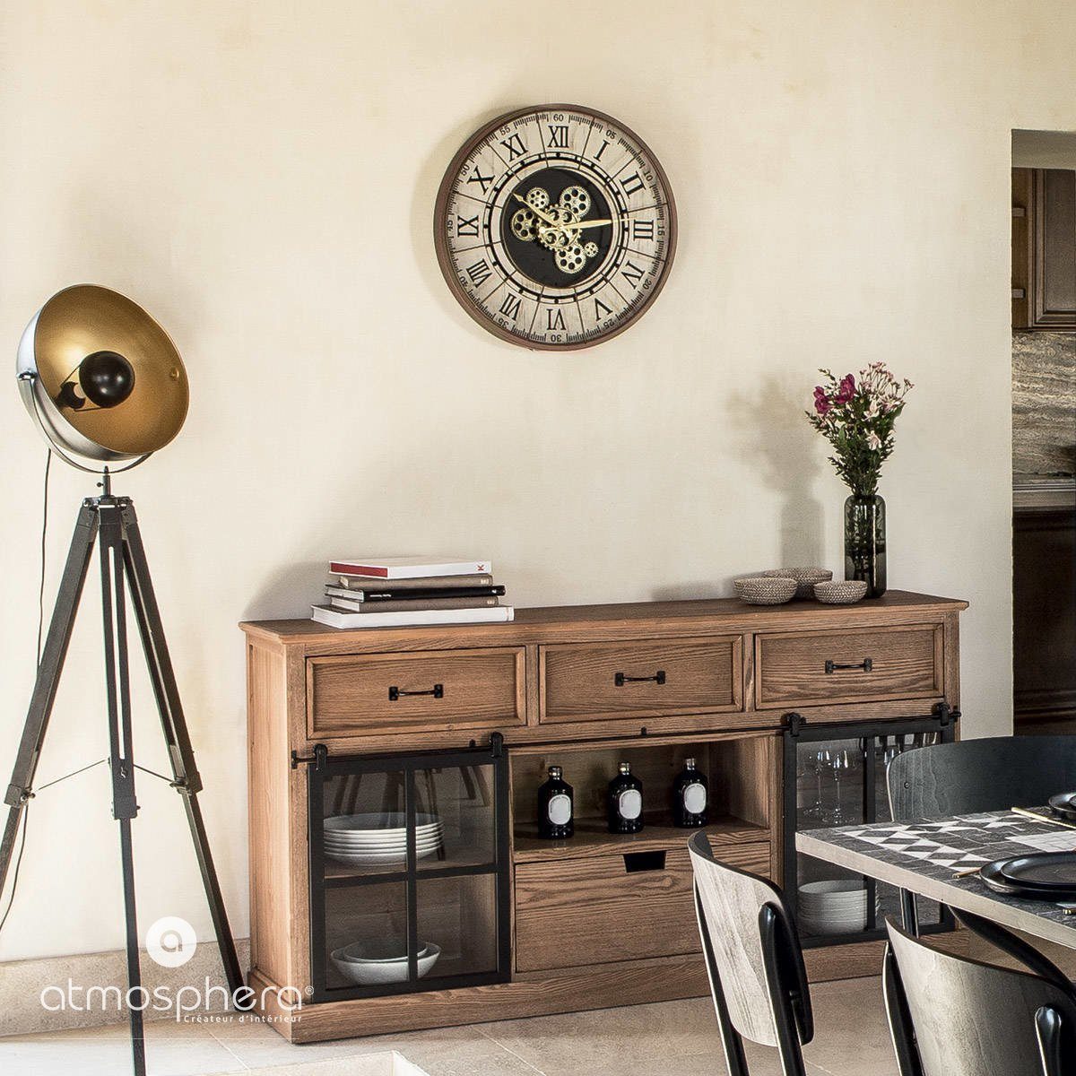 Atmosphera Créateur d'intérieur Wanduhr Wanduhr STELLA, Ø 57 cm, mit römischen Ziffern