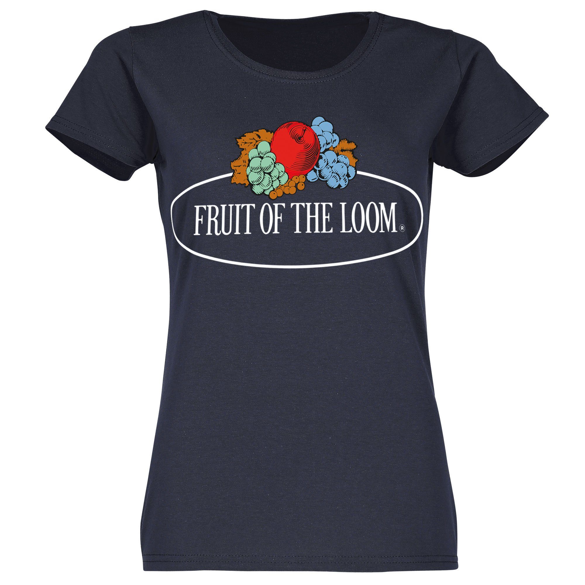 Rundhalsshirt of Loom Fruit Fruit Loom of the Fruit Loom T-Shirt mit the Damen the Logo navy deep of