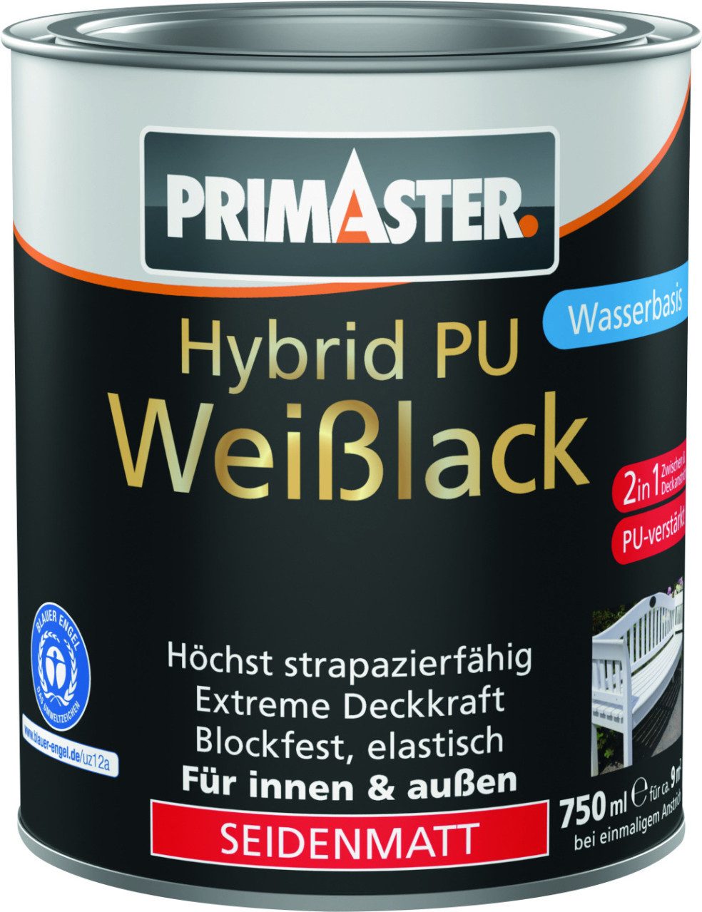 Primaster Weißlack Primaster Hybrid PU-Weißlack weiß seidenmatt 750