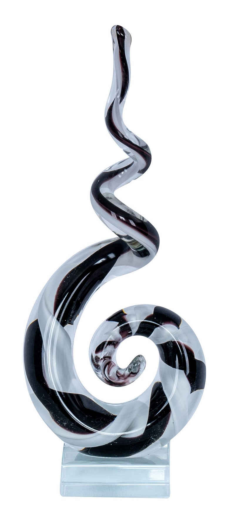 Levandeo® Skulptur, Glasfigur H26cm Skulptur Glas Glasdeko Schwarz Weiß Deko Design