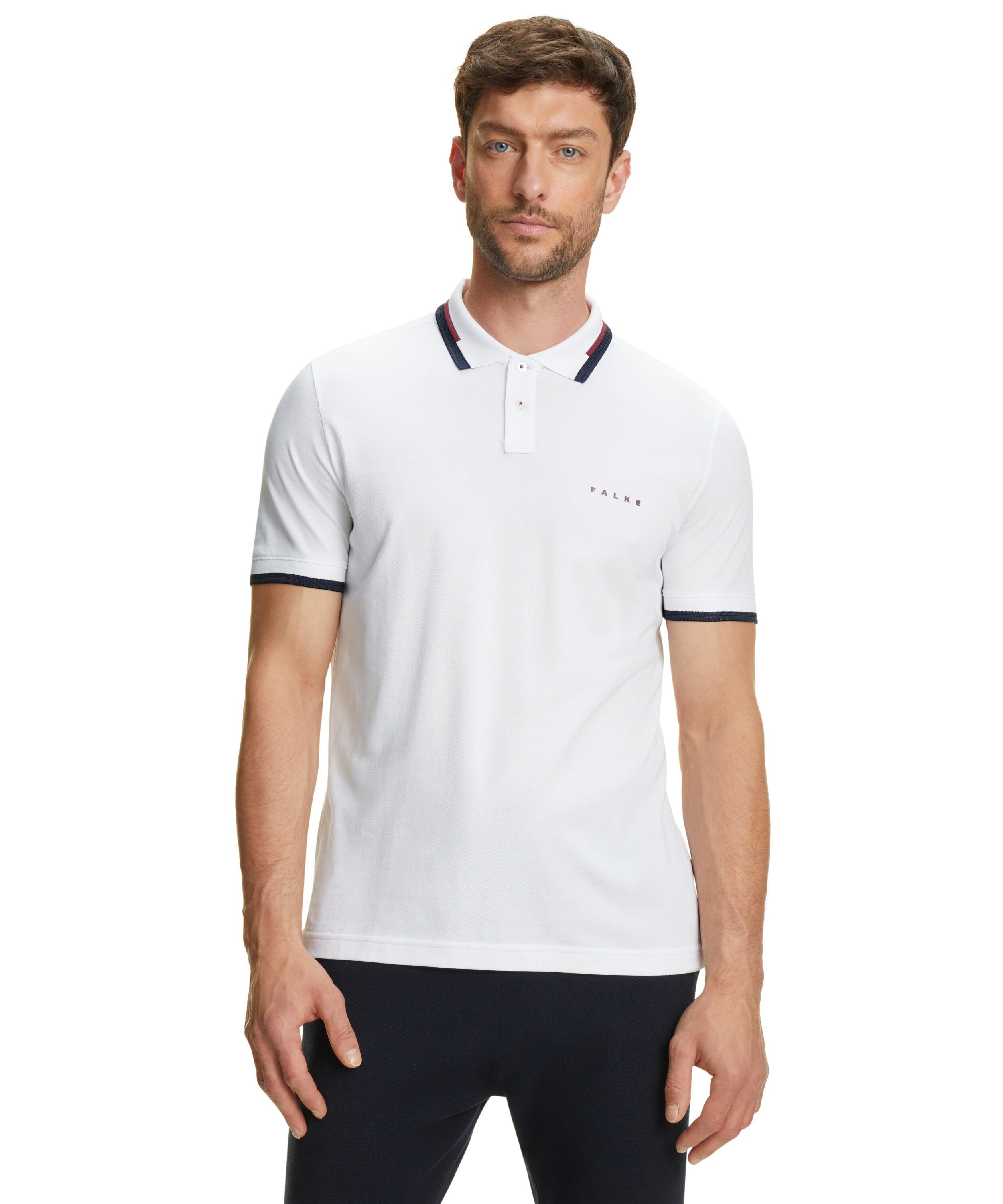 white FALKE hochwertiger Poloshirt (2000) aus Pima-Baumwolle