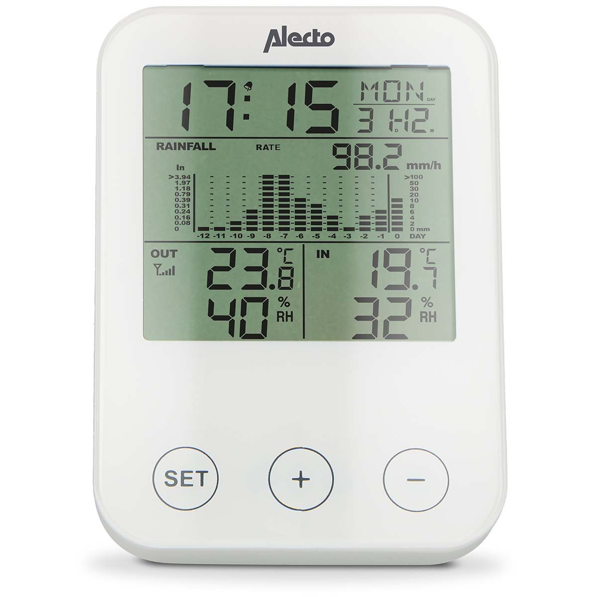 Alecto WS-1200 Wetterstation (Wetterstation, Niederschlagsmessung, kabellos, 3.5-Zoll-Display)