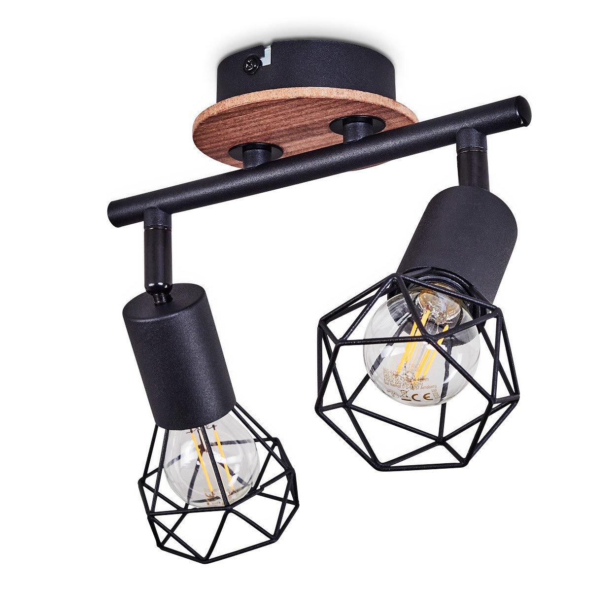 hofstein Deckenleuchte »Borio« moderne Deckenlampe aus Metall/Holz in Schwa günstig online kaufen