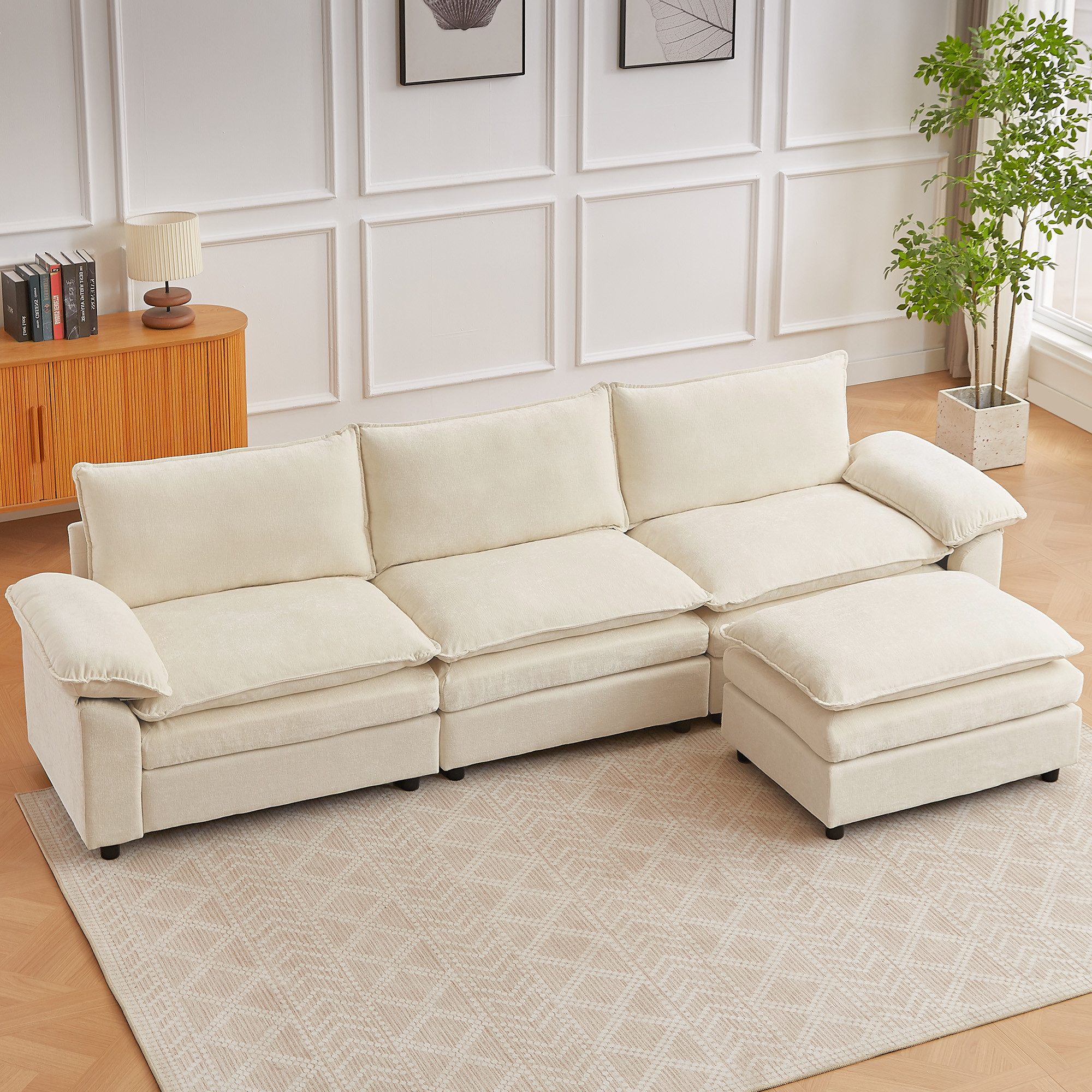 Jiexi Wohnlandschaft Modulares Sofa aus Chenille Freie Kombination Wohnlandschaft – Bild 3 von 5