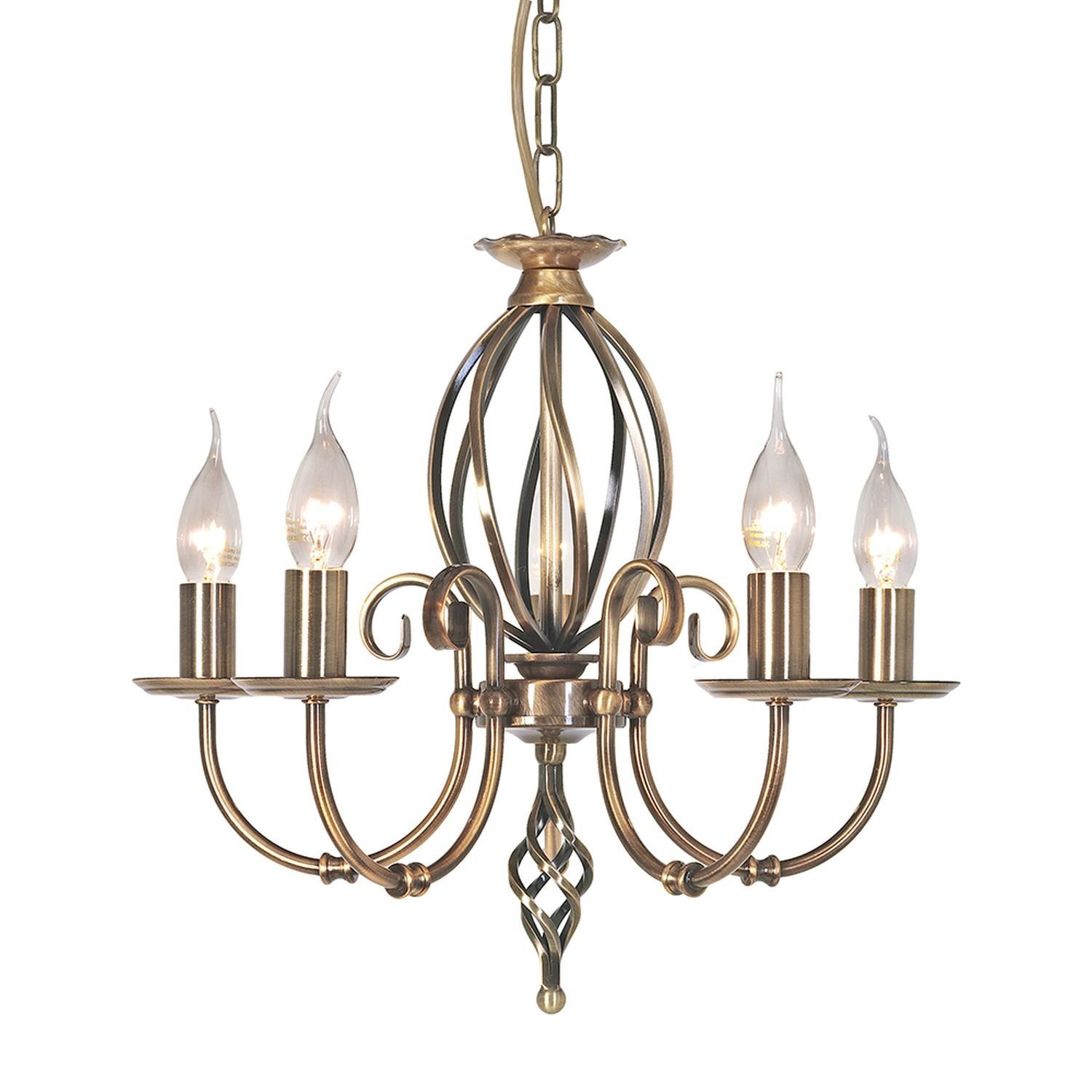 Licht-Erlebnisse Люстри CANDELA 1, ohne Leuchtmittel, Hängelampe E14 Messing Metall Modern Pendelleuchte Esszimmer Esstisch