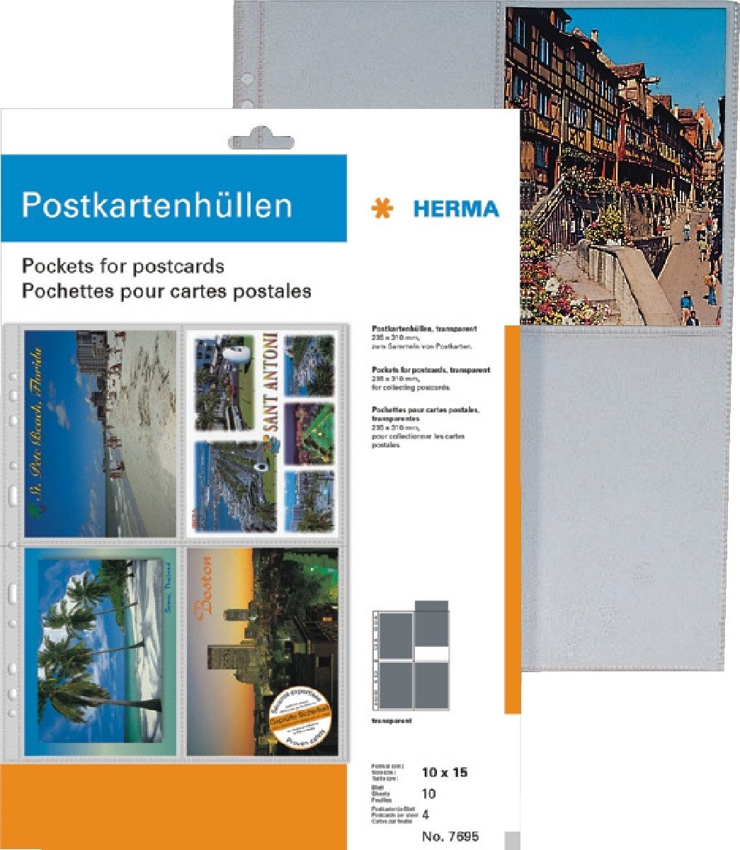 HERMA Prospekthülle Postkartenhüllen transparenter Folie 10x15cm (WPK) VE=10 Stück