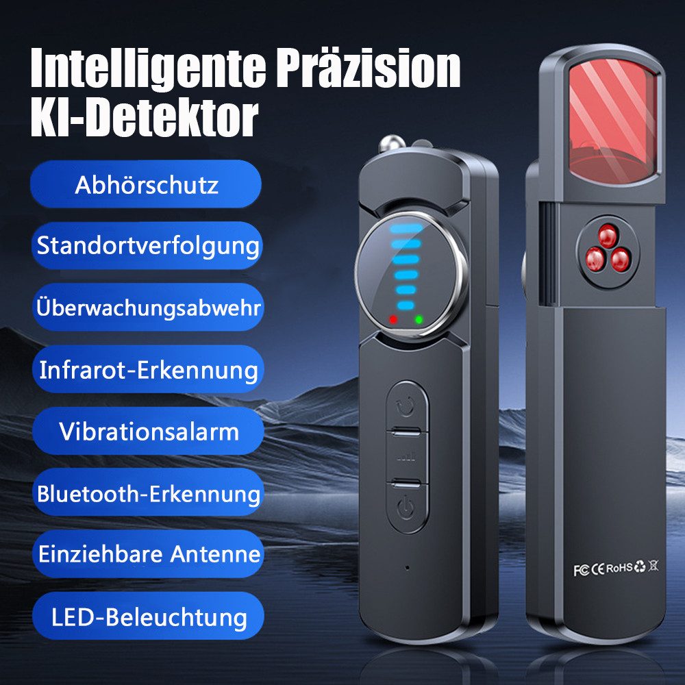 TUWENA Überwachungskamera Wanzen Detector mit LED, Hidden Camera Detector, GPS Tracker Detektor (Anti Aufnahme Detektoren für Hotel Heim Büro, 360°-Infrarot-Erkennung)