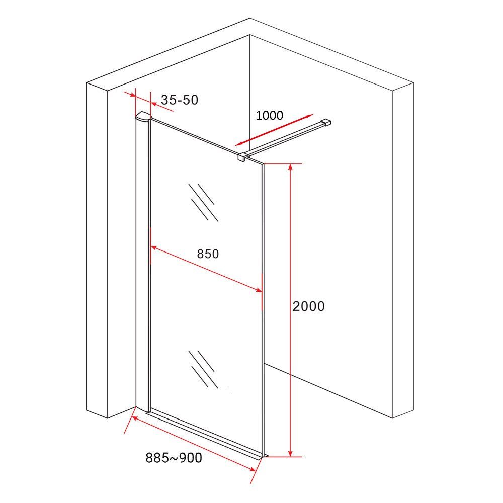 Aloni Walk-in-Dusche ECOM90, Einscheibensicherheitsglas, (1 tlg), günstig online kaufen