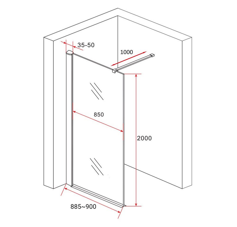 Thumbnail - Aloni Walk-in-Dusche ECOF90, Einscheibensicherheitsglas, (1 tlg), ESG-Sicherheitsglas mit Nano-Beschichtung