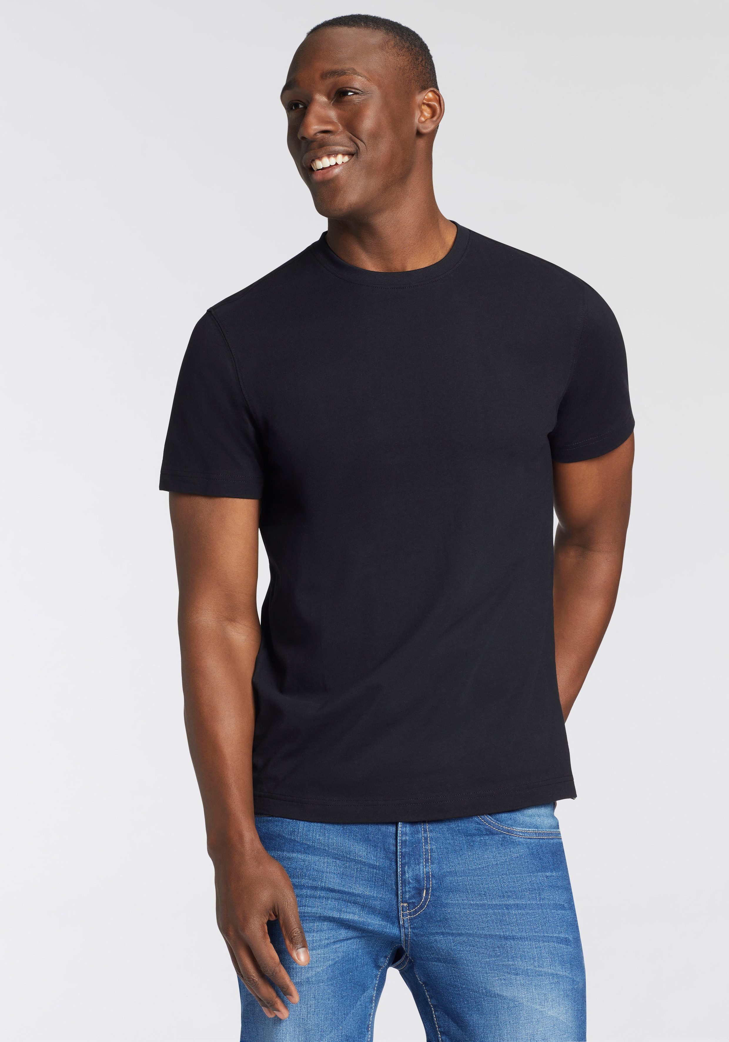 Man's World Rundhalsshirt (Packung, 2-tlg., 2er Pack) Kurzarm, unifarben, R günstig online kaufen