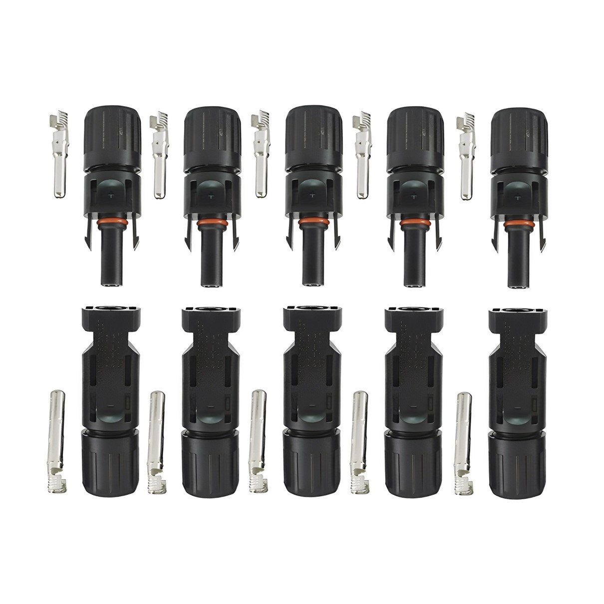 ARLI Solaranlage 5 Paar Solarstecker Stecker / Buchse Gestanzter Anschluss, (Solar, 5-St., Stecker), 1500V für 2,5 / 4 / 6 mm2 Solarkabel