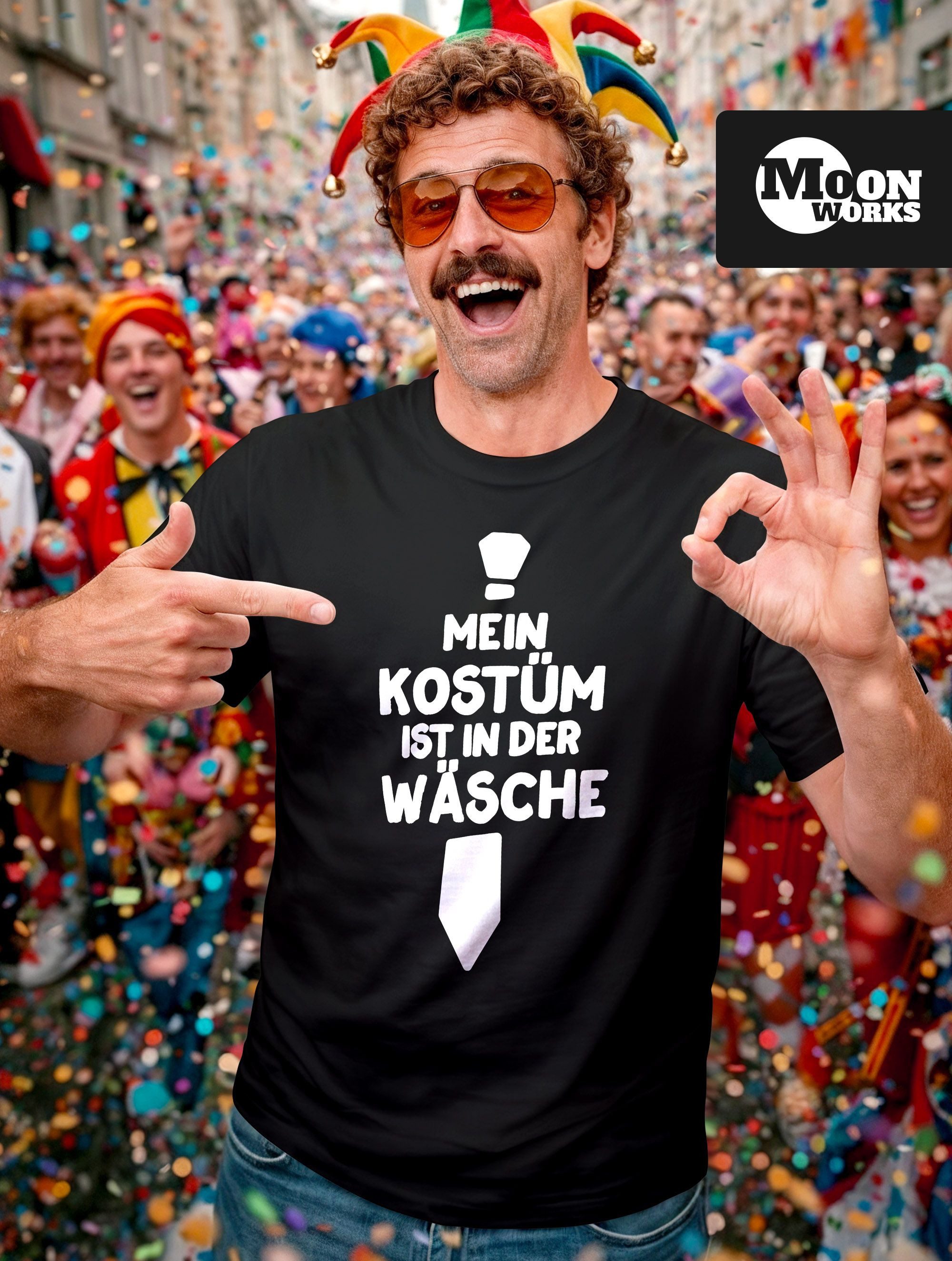 MoonWorks Print-Shirt Herren T-Shirt Mein Kostüm ist in der Wäsche Fasching günstig online kaufen