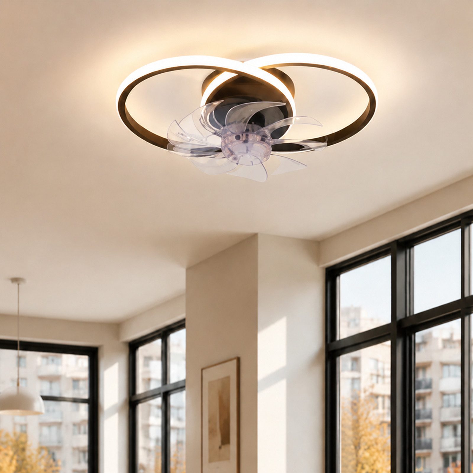 ZMH Deckenventilator Mit Beleuchtung Leise Modern 36W 6-Gang Deckenleuchte Schlafzimmer, Mit Fernbedienung 3 Farbtemperatur Ventilator Lampe Büro
