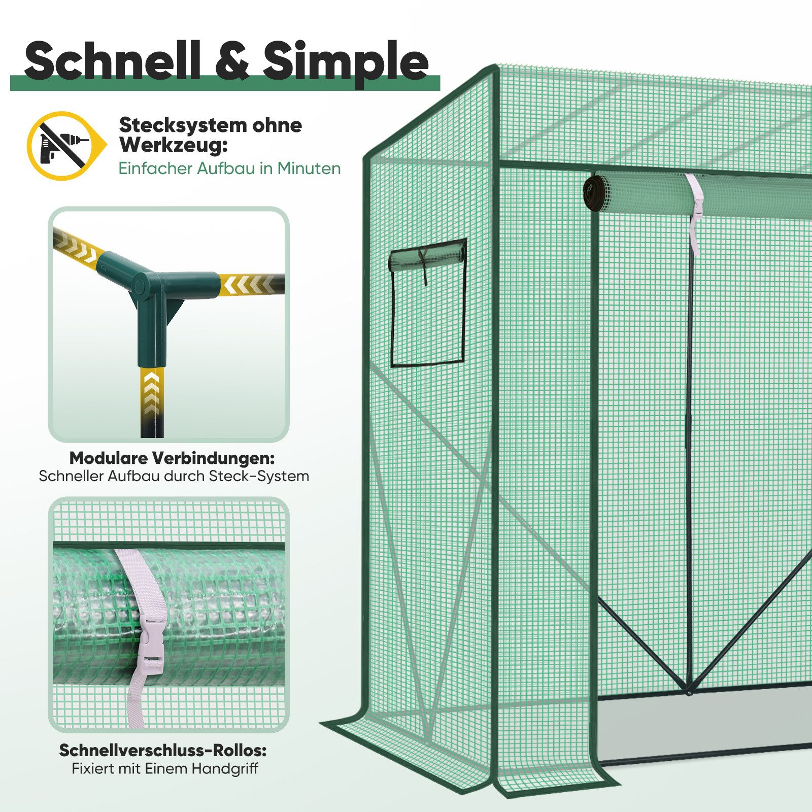 Sekey Tomatengewächshaus Gewächshaus Folie Treibhaus Foliengewächshaus für Garten und Balkon, 200 x 77 x 170cm Tomatenhaus Stabil Gewächshaus Winterfest