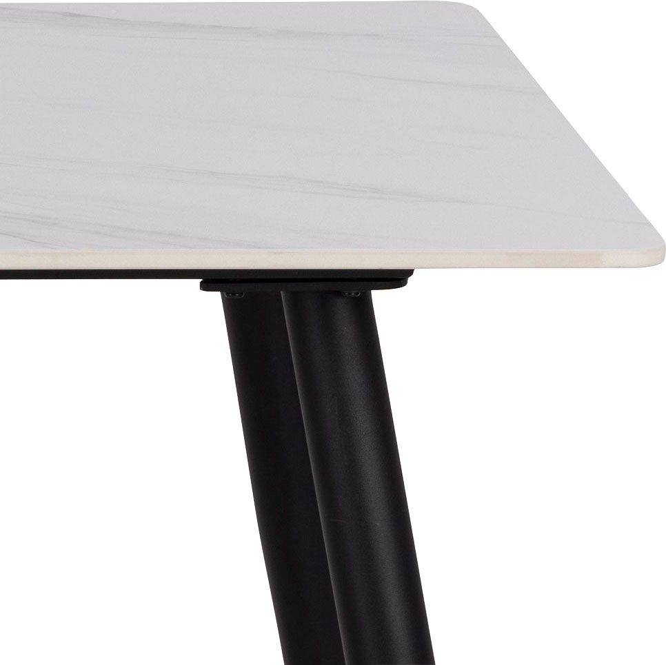 schwarzen Esstisch mit weiss ACTONA Wilhelm, Metallbeinen Keramiktischplatte weiss | GROUP und rechteckig