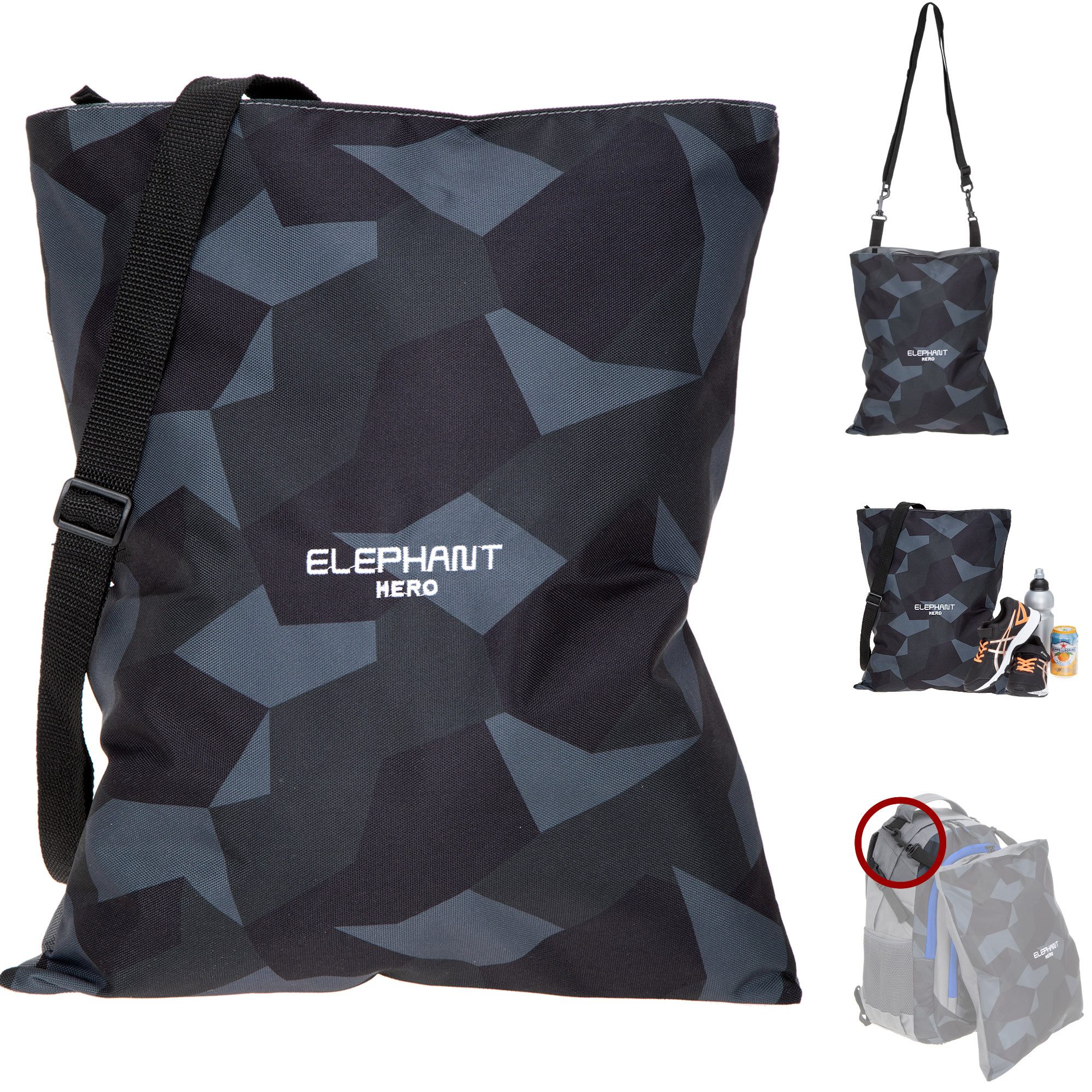 ELEPHANT Turnbeutel Sportbeutel Attach Bag Hero Signature Tasche, für Jungen Mädchen Schubeutel Gymbag + Trinkflasche – Bild 5 von 5