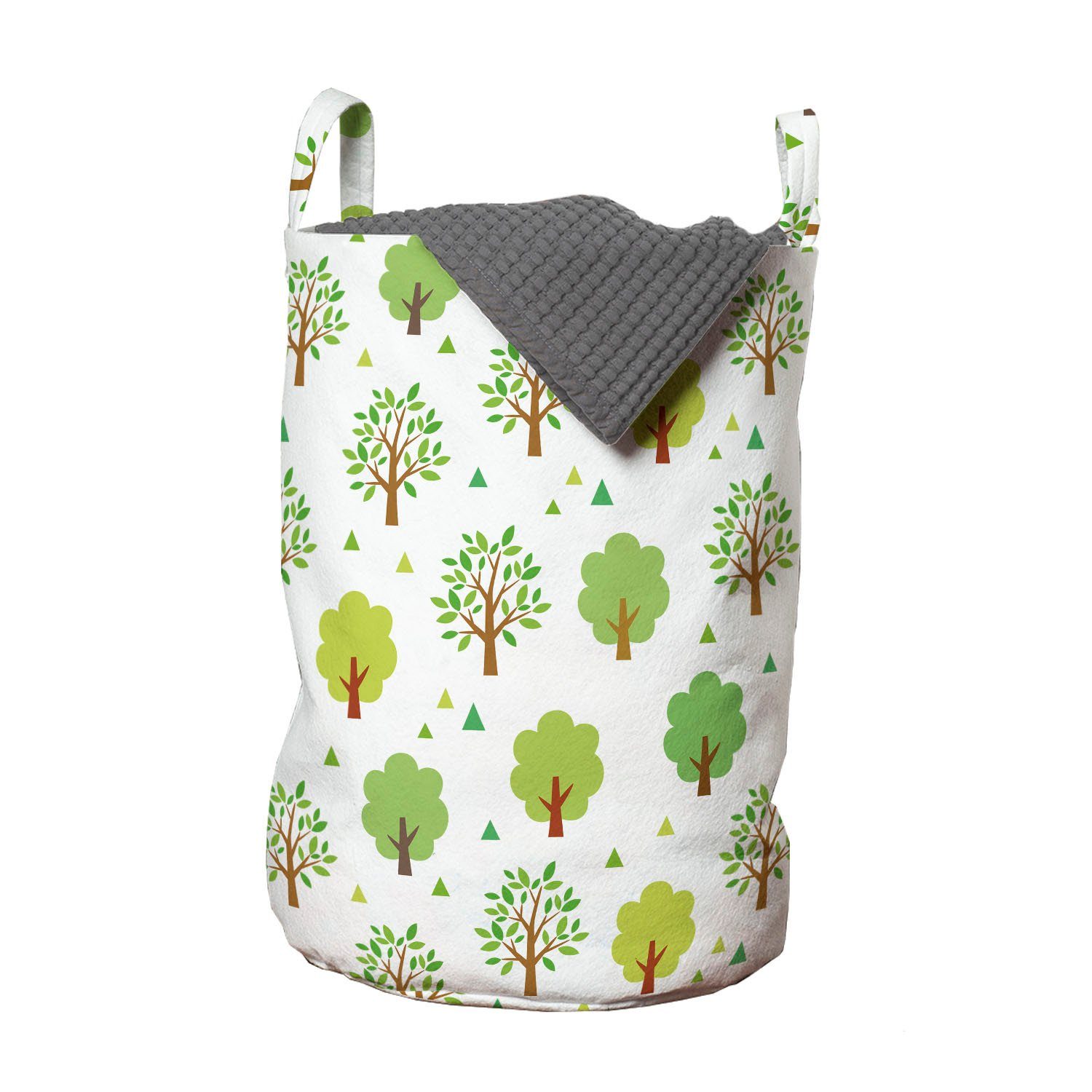 Abakuhaus Wäschesäckchen Wäschekorb mit Griffen Kordelzugverschluss für Waschsalons, Botanisch Bäume in Sommersaison | Wäschesäcke