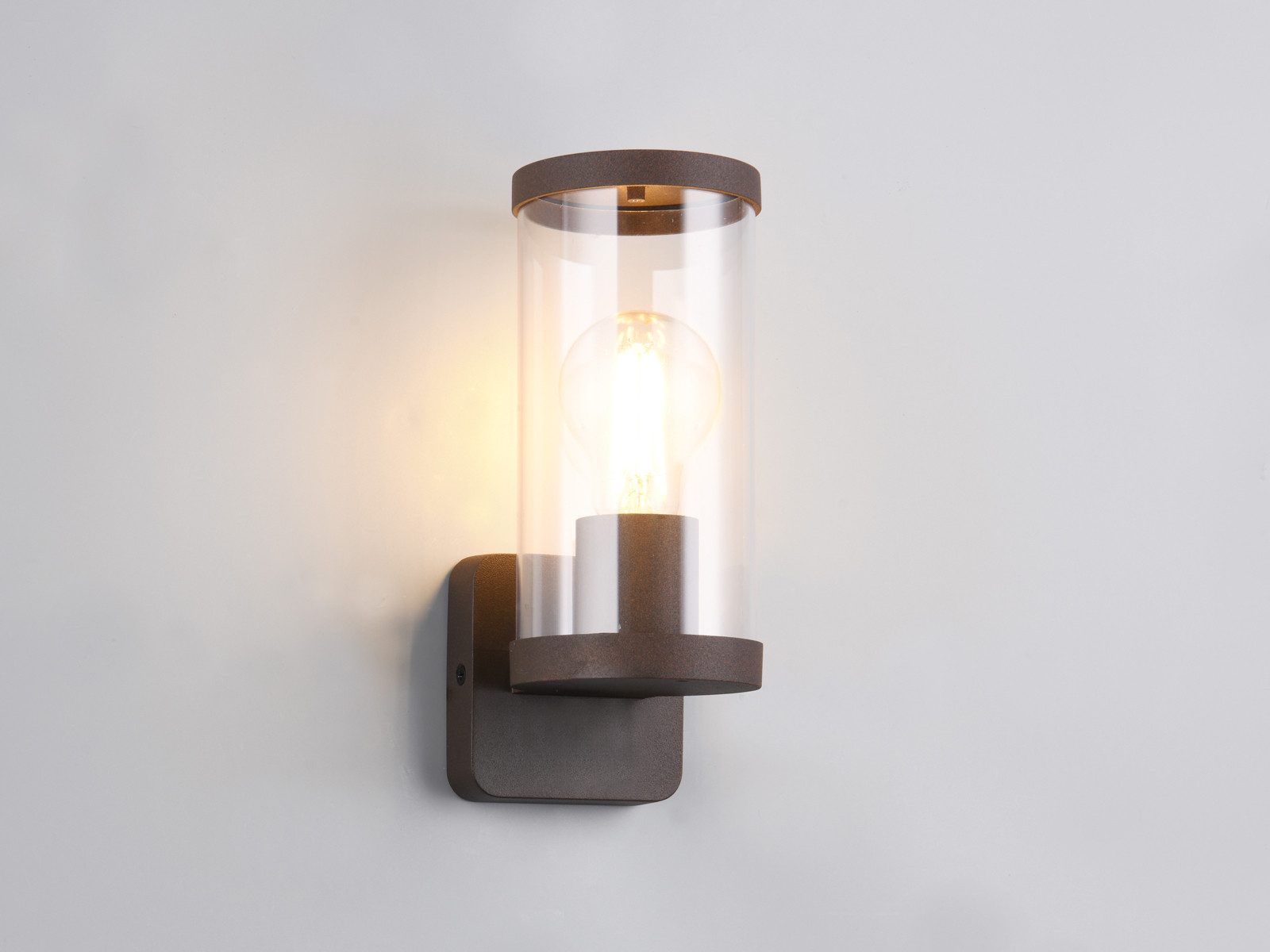 Reality Leuchten LED Außen-Wandleuchte, LED wechselbar, Warmweiß, Fassaden-beleuchtung Haus-wand, Terrassenleuchte Rost-optik, Höhe 23cm