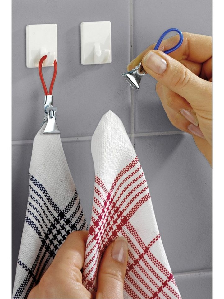 WENKO Handtuchhaken Wenko Klemm-Ösen Kunststoff, Metall, mehrfarbig