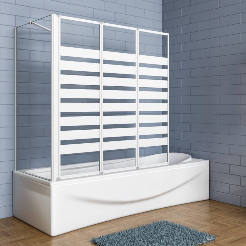 Duschparadies Badewannenfaltwand hellweiß Aufsatz Duschwand Badewanne Trenn günstig online kaufen