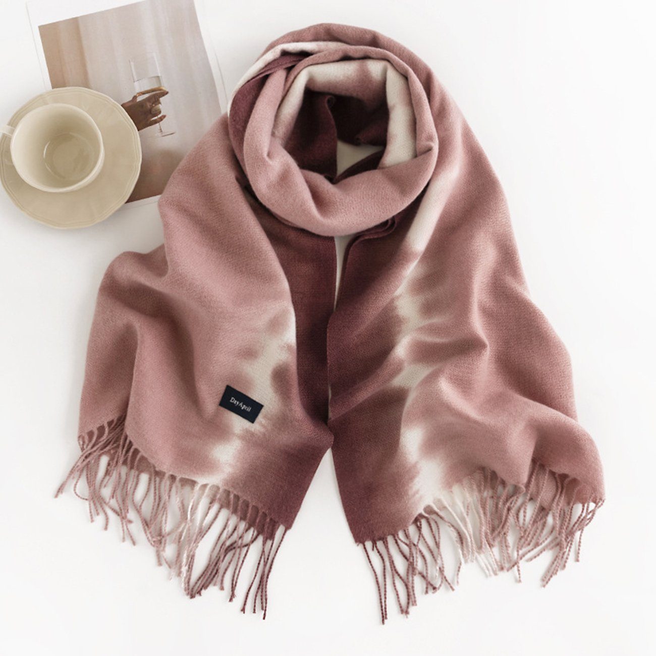 EBUY Modeschal Warmer Schal für Damen im Herbst und Winter Dunkelrosa