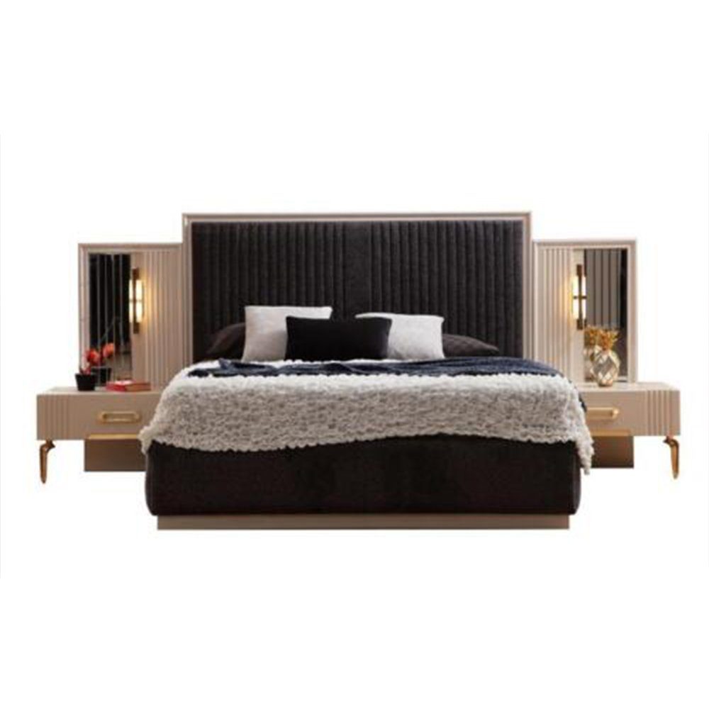 Schlafzimmer-Set Made Design In Europe Bett Schlafzimmer Nachttische Kleiderschrank, 2x Modernes JVmoebel Set