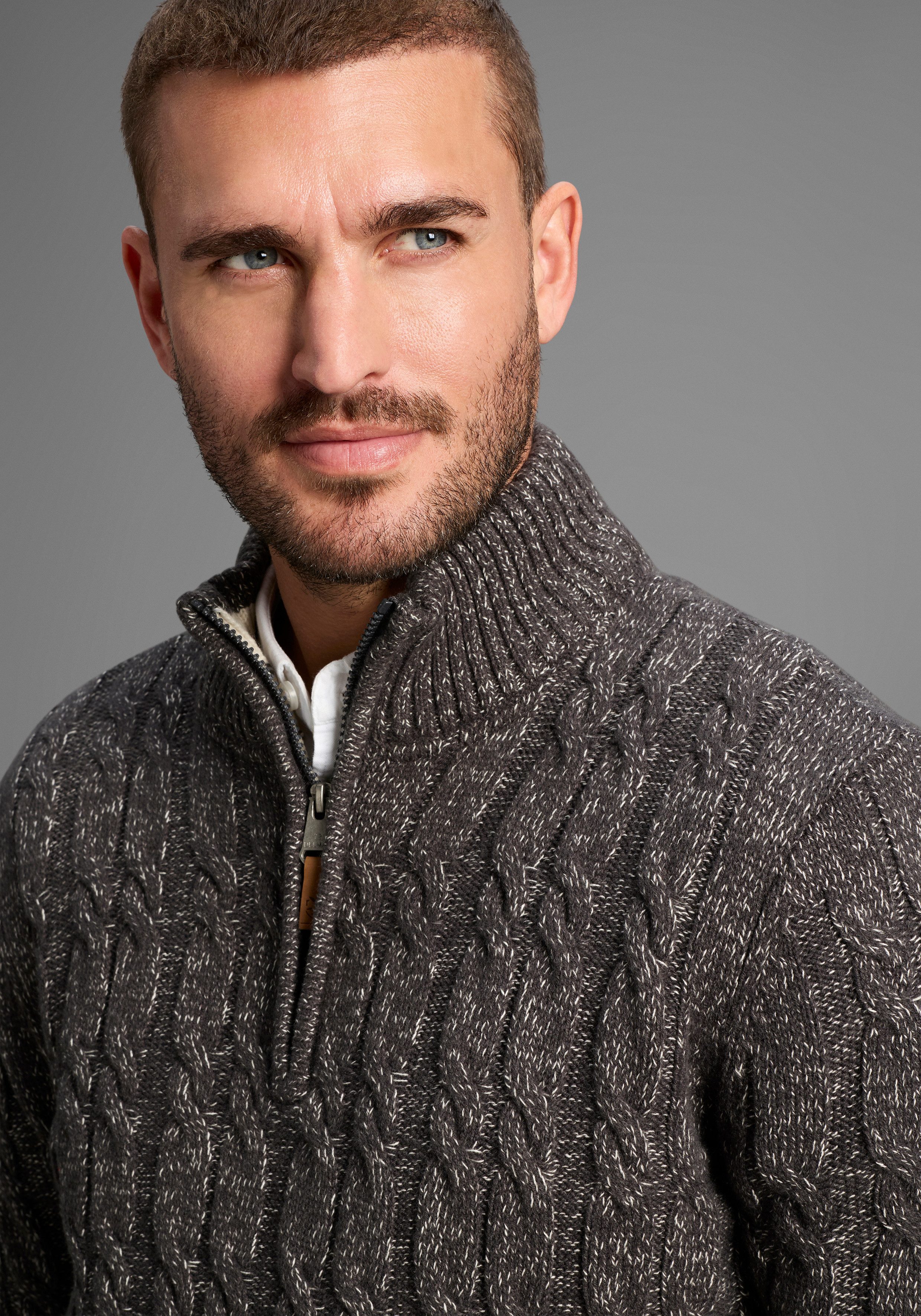 DELMAO Troyer Bis Größe 3XL mit Zopfmuster