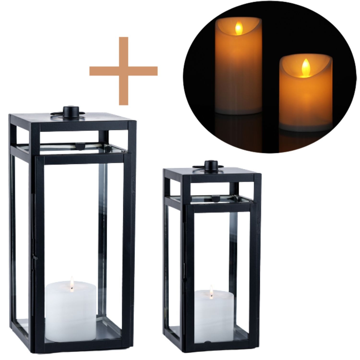 Marrakesch Orient & Mediterran Interior Kerzenlaterne 2er Set Skandinavisches Gartenwindlicht Edvin LED edel aus Glas 35 cm (2 St), Handarbeit