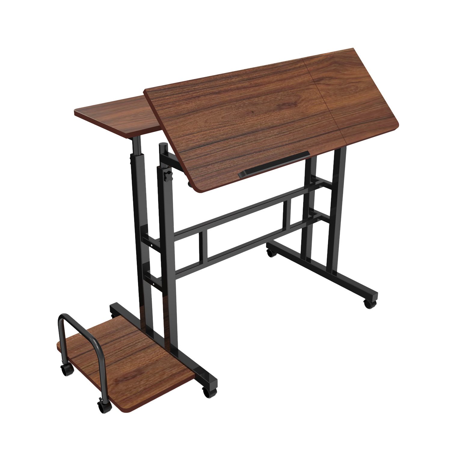 Maclean Schreibtisch MC-124 Laptoptisch auf Rollen höhenverstellbar, Platte 80x60cm, 50kg max, Höhenverstellung 67-115cm