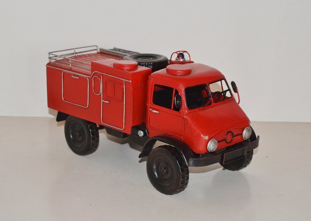 JS GartenDeko Modellauto Blechauto Modellauto Oldtimer Unimog S 404 Feuerwehr TLF 8 L 30 cm